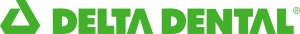 Delta Dental logo in bright green with a stylized triangular icon to the left of the company name in bold capital letters.